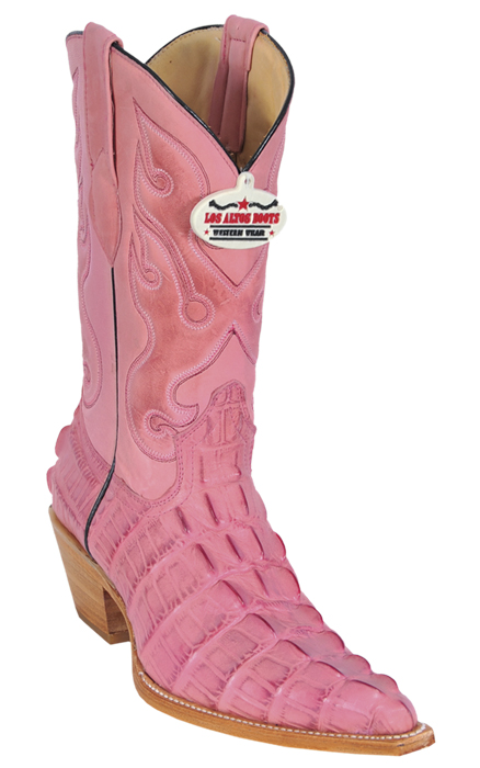 Los Altos Ladies Pink All-Over Alligator Tail Print 3X Toe Cowboy Boots 3350125 - Click Image to Close